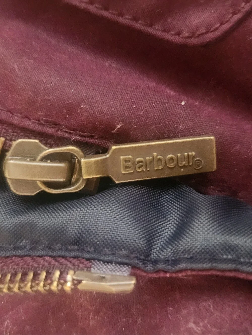 Barbour Girls Cassley Waxed Jacket Burgundy Merlot Parka Hood Sz 6/7 [Small]